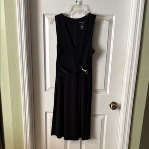 New York & Company Black Midi Sheath Dress with V-Neck for Cocktail